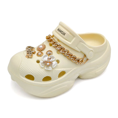 Amoji Women Platform Clogs Thick Yard Garden Shoes Summer Sandals