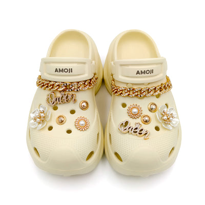 Amoji Women Platform Clogs Thick Yard Garden Shoes Summer Sandals