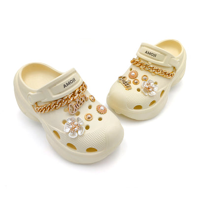 Amoji Women Platform Clogs Thick Yard Garden Shoes Summer Sandals