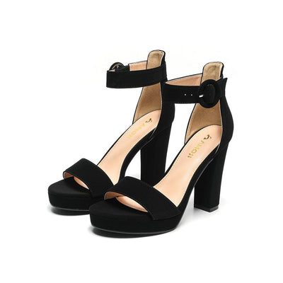 Amoji Women's Chunky Platform Block Heeled Sandals Lady Prom Shoes FZ301F4