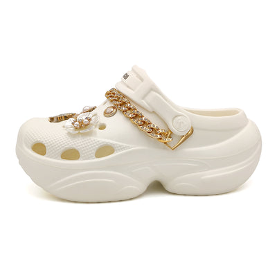 Amoji Women Platform Clogs Thick Yard Garden Shoes Summer Sandals