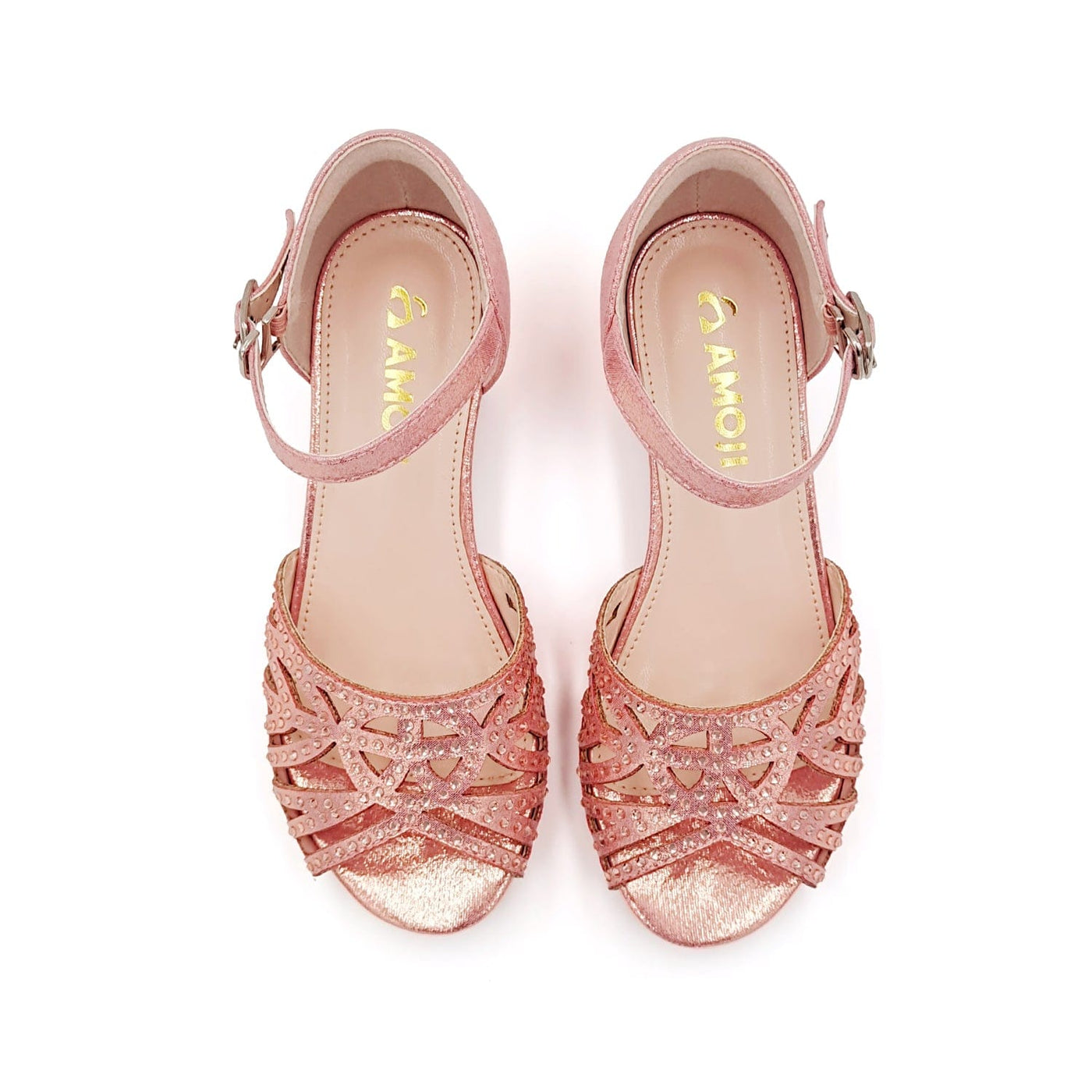 Amoji Girls High Heels Dress Pump Sandals Glitter Wedding Flower Party Princess Shoes KID415