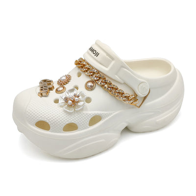Amoji Women Platform Clogs Thick Yard Garden Shoes Summer Sandals